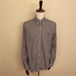 Ralph Lauren Men's Large White Black Striped Button Down Oxford Shirt